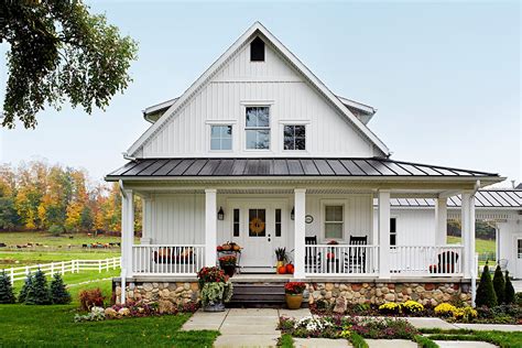 white farmhouse exterior home